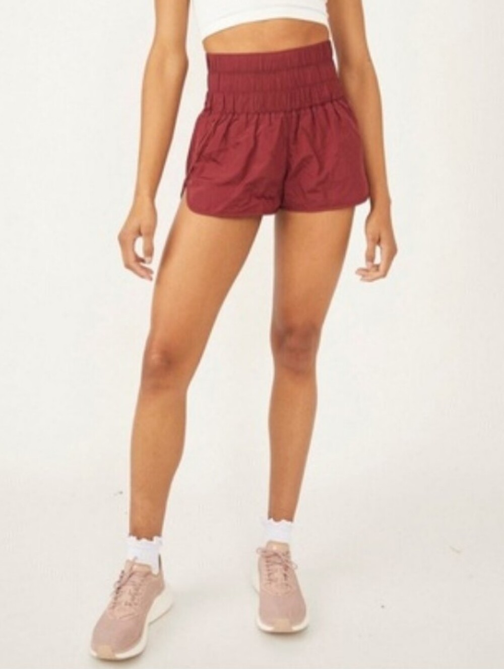 FREE PEOPLE Movement The Way Home Brick Passion Fruit Burgundy High Waist Shorts